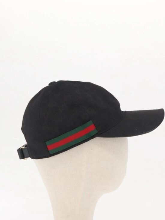 GUCCI Web Sherry Line GG Canvas Baseball Cap L Black 200035 204891 Auth ki6381 main image 6